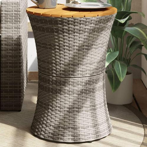 vidaXL Tuinbijzettafel trommelvormig poly rattan en massief, Tuin en Terras, Tuintafels, Nieuw, Verzenden