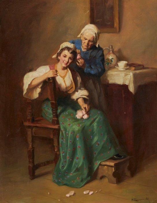 Mozart Rottmann (1874-c.1958) - Zwei Frauen, Antiek en Kunst, Kunst | Schilderijen | Klassiek