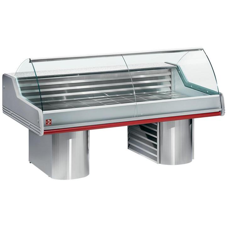 Gekoelde vitrine toonbank met gebogen ruit, op sokkels, Zakelijke goederen, Horeca | Keukenapparatuur, Koelen en Vriezen, Verzenden