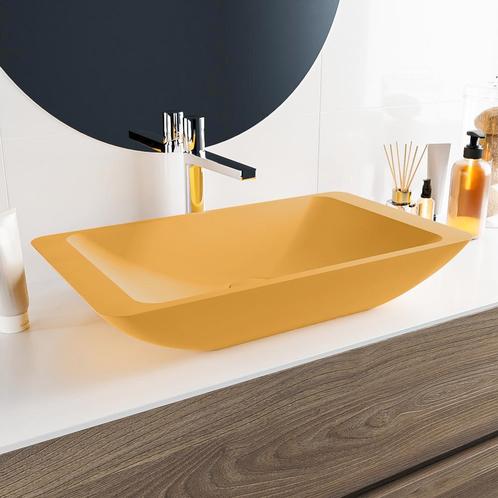 MONDIAZ TOPI Waskom solid surface 60cm kleur Ocher / Ocher, Doe-het-zelf en Bouw, Sanitair, Overige typen, Nieuw, Ophalen of Verzenden