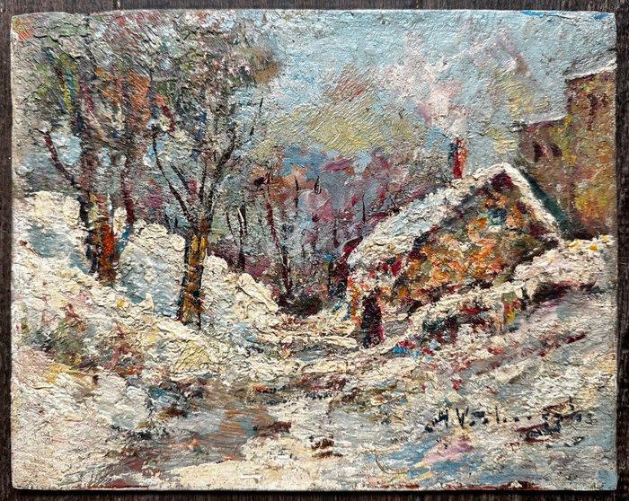 Charles Henri Verbrugghe (1877-1974) - Paysage animé sous la, Antiek en Kunst, Kunst | Schilderijen | Klassiek