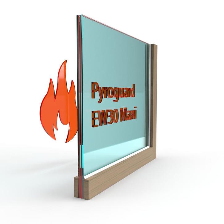 Enkel glas Pyroguard EW30 Maxi (houten constructie), Doe-het-zelf en Bouw, Glas en Ramen, Nieuw, Verzenden