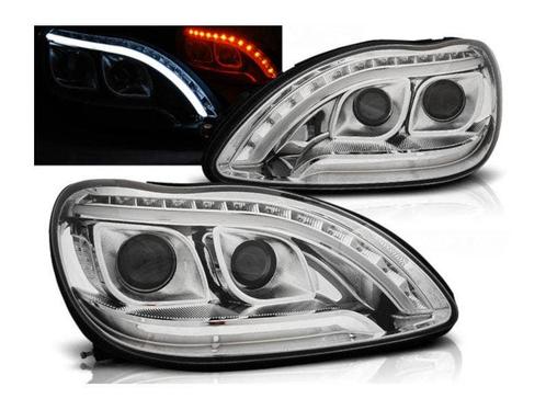 DRL LED tube koplampen Chrome geschikt voor Mercedes W220, Auto-onderdelen, Verlichting, Nieuw, Mercedes-Benz, Verzenden