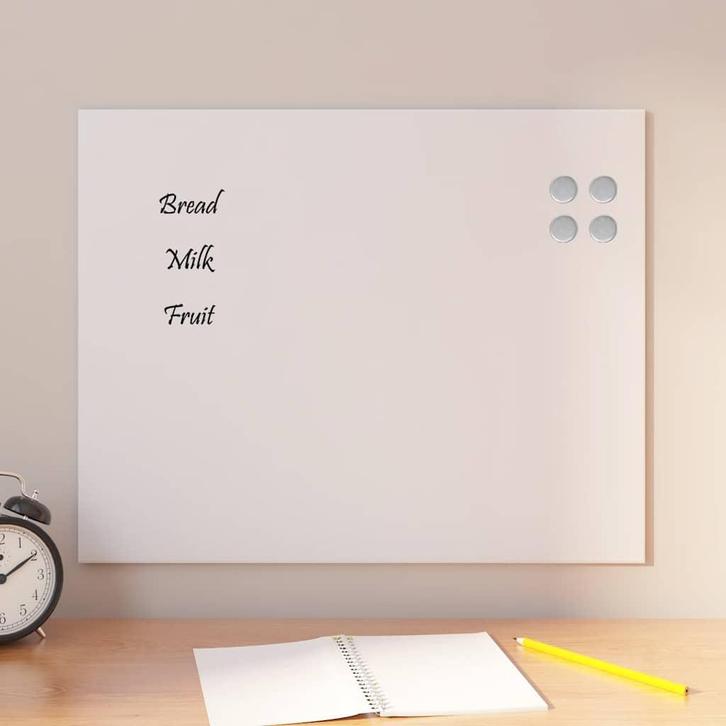 vidaXL Magneetbord voor aan de wand 50x40 cm gehard glas wit, Zakelijke goederen, Kantoor en Winkelinrichting | Kantoorartikelen