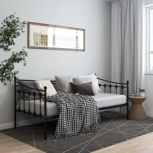 vidaXL Cadre de canapé-lit Noir Métal 90x200 cm, Maison & Meubles, Chambre à coucher | Lits, Neuf, Envoi