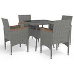vidaXL 5-delige Tuinset poly rattan en acaciahout grijs, Tuin en Terras, Tuinsets en Loungesets, Verzenden, Nieuw, Tuinset
