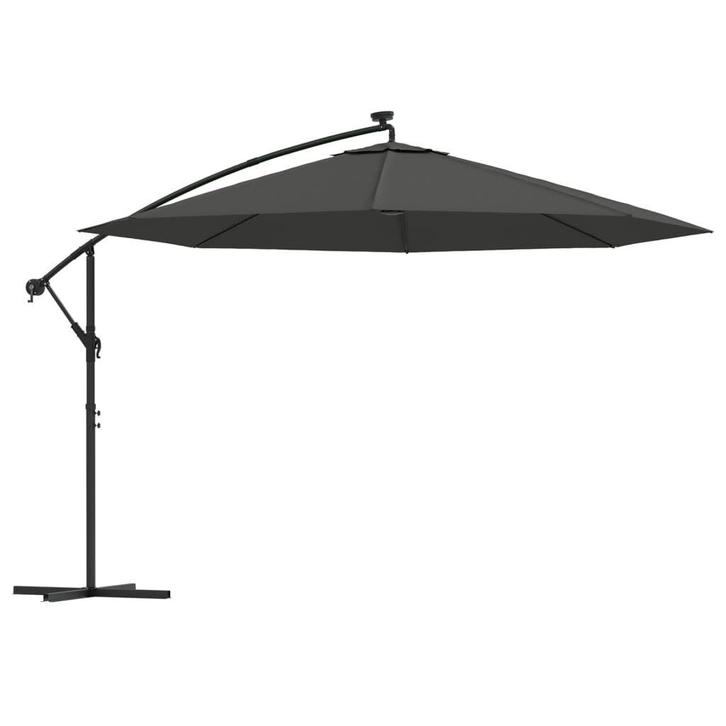 Grote Zweefparasol 350cm Antraciet | OP = OP 55%, Tuin en Terras, Parasols, 3 tot 4 meter, Nieuw, Zweefparasol, Verzenden