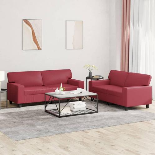vidaXL 2-delige Loungeset kunstleer wijnrood, Huis en Inrichting, Zetels | Zetels, Nieuw, Verzenden