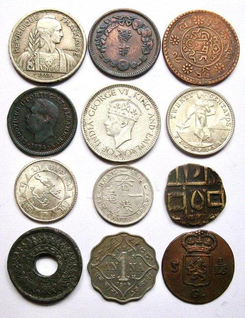 Azië. Collection of 12 old coins 1808-1945 Incl. high, Postzegels en Munten, Munten | Europa | Niet-Euromunten