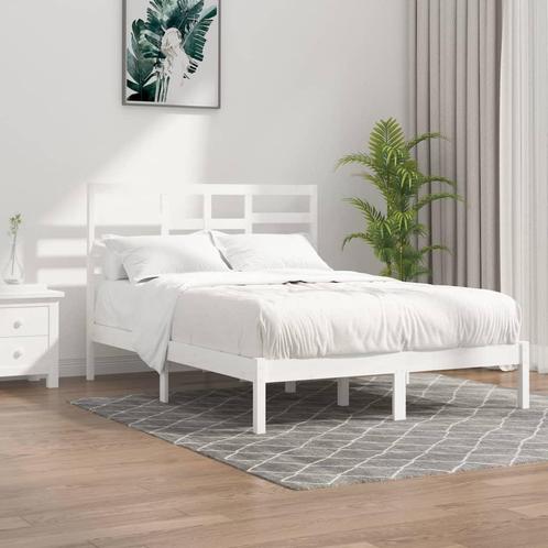 vidaXL Cadre de lit Blanc Bois massif 160x200 cm, Maison & Meubles, Chambre à coucher | Lits, Neuf, Envoi