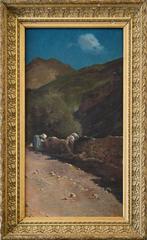 Luigi Pulini (XIX) - Paesaggio campestre con lavandaie, Antiek en Kunst