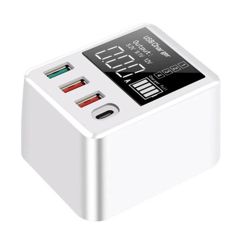 4x Port Quad USB Stekkerlader met Type C Poort - Quick, Telecommunicatie, Mobiele telefoons | Batterijen en Accu's, Nieuw, Verzenden
