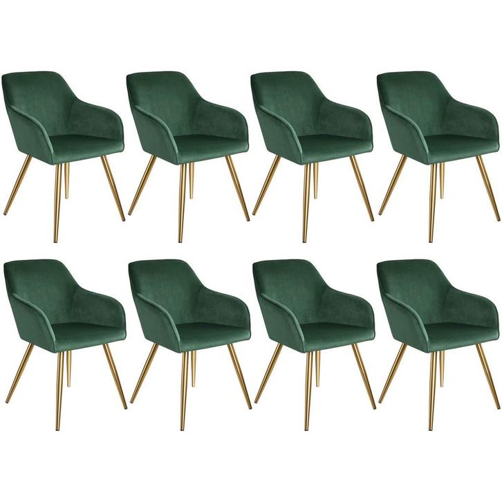 tectake Eetkamerstoel Marilyn fluweellook, gouden poten - do, Huis en Inrichting, Stoelen, Verzenden