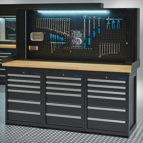 Datona Werkbank PRO – eiken werkblad – 18 lades –, Doe-het-zelf en Bouw, Werkbanken, Ophalen of Verzenden