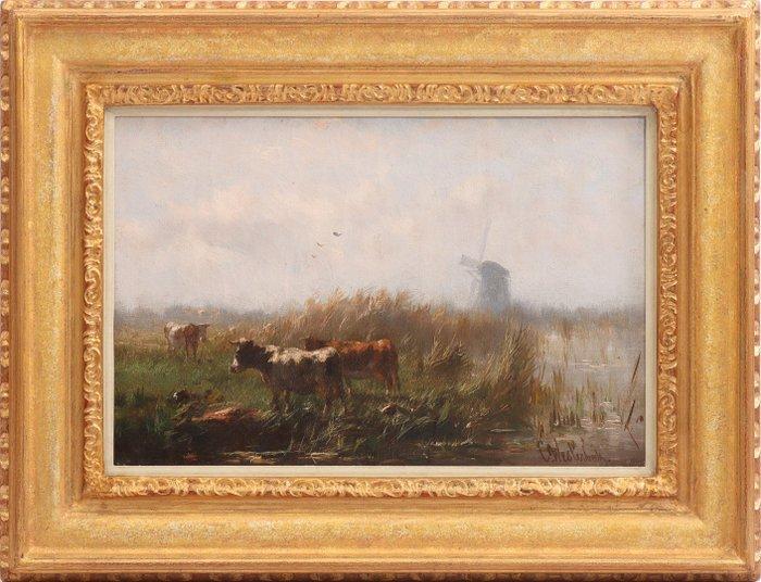 Cornelis Westerbeek (1844-1903) - Koeien in landschap, Antiquités & Art, Art | Peinture | Classique