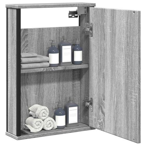 vidaXL Badkamerspiegelkast 42x12x60 cm bewerkt hout grijs, Huis en Inrichting, Tafels | Kaptafels, Nieuw, Verzenden