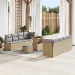 vidaXL Tuinbank Set met kussen 11 pcs Beige Poly rattan, Verzenden, Nieuw
