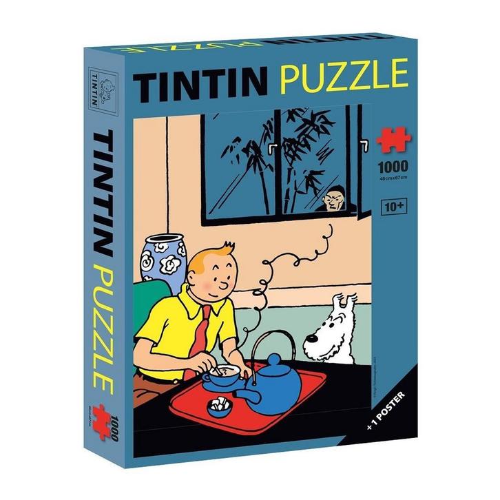 Kuifje Drinkt Thee Puzzel + Poster (1000 stukken), Verzamelen, Stripfiguren, Ophalen of Verzenden
