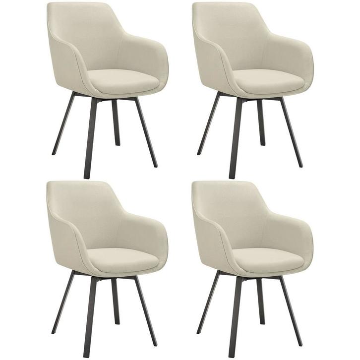 tectake Draaibare eetkamerstoel Alicon, gestoffeerd - greige, Huis en Inrichting, Stoelen, Verzenden