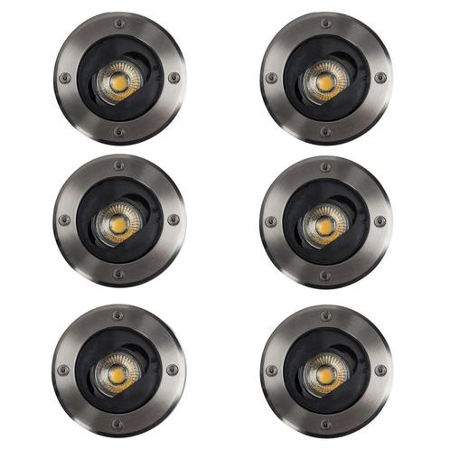 Grondspots Richtbare Grondspot Ø12 Rond RVS 6 Stuks, Tuin en Terras, Buitenverlichting, Verzenden