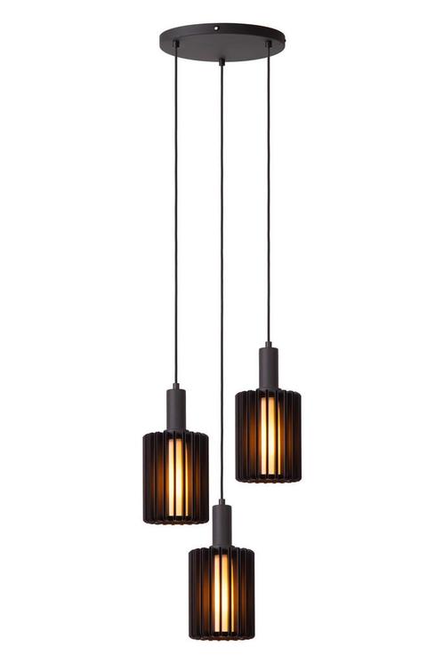 Hanglamp Lucide LAMBRES -  - 3xE27 - Zwart, Maison & Meubles, Lampes | Suspensions, Envoi