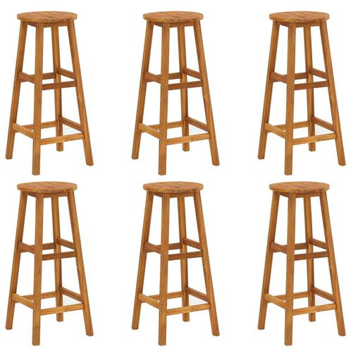 vidaXL Barkrukken 6 st massief acaciahout, Tuin en Terras, Tuinstoelen, Nieuw, Verzenden