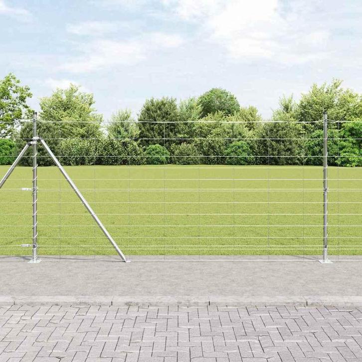 vidaXL Weidehekwerk Zilver 50 x 1.2 m Gegalvaniseerd staal, Tuin en Terras, Tuinhekken en Hekwerk, Nieuw, Verzenden