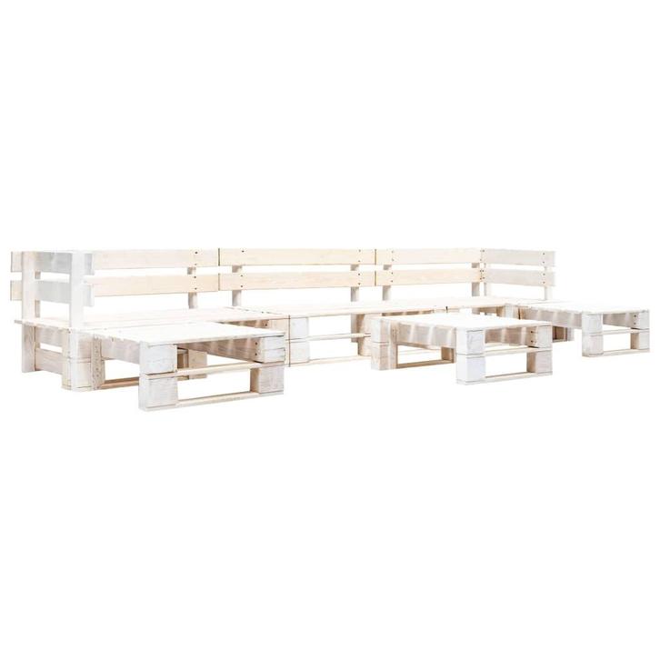 vidaXL 6-delige Loungeset pallet hout wit, Tuin en Terras, Tuinsets en Loungesets, Loungeset, Nieuw, Verzenden