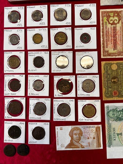 Wereld. Lotto 223 monete, 9 divisionali e 10 banconote, Postzegels en Munten, Munten | Europa | Niet-Euromunten