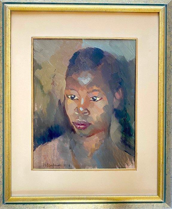 Henri Dufaux - (1879–1980) - Portret van een jonge vrouw, Antiek en Kunst, Kunst | Schilderijen | Klassiek