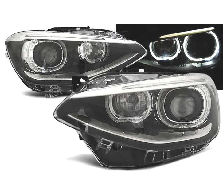 PHARES BMW F20 F21 ANGEL EYES LED FOND NOIR, Auto-onderdelen, Verlichting, Verzenden