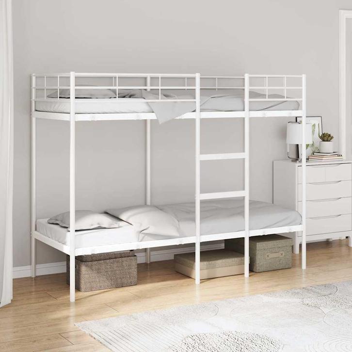 vidaXL Stapelbed zonder matras 75x190 cm staal wit, Huis en Inrichting, Slaapkamer | Bedden, Nieuw, Verzenden