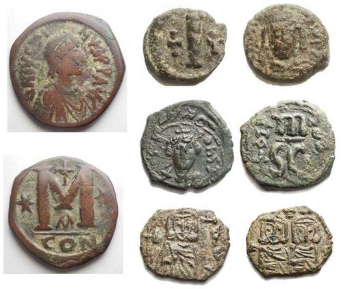 Byzantijnse Rijk Lot 4 pieces AD 519-775  (Zonder, Postzegels en Munten, Munten | Europa | Niet-Euromunten