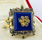 Zonder minimumprijs - Ring - 9 kt. Zilver, Geel goud Lapis