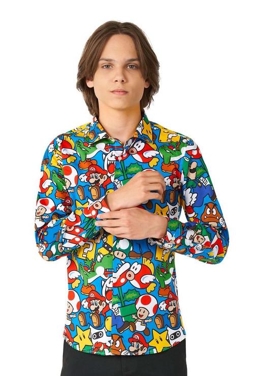 Super Mario Overhemd Jongen Tiener OppoSuits, Kinderen en Baby's, Carnavalskleding en Verkleedspullen, Nieuw, Verzenden