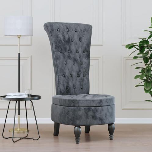 vidaXL Chaise à dossier haut gris foncé velours, Maison & Meubles, Fauteuils, Neuf, Envoi