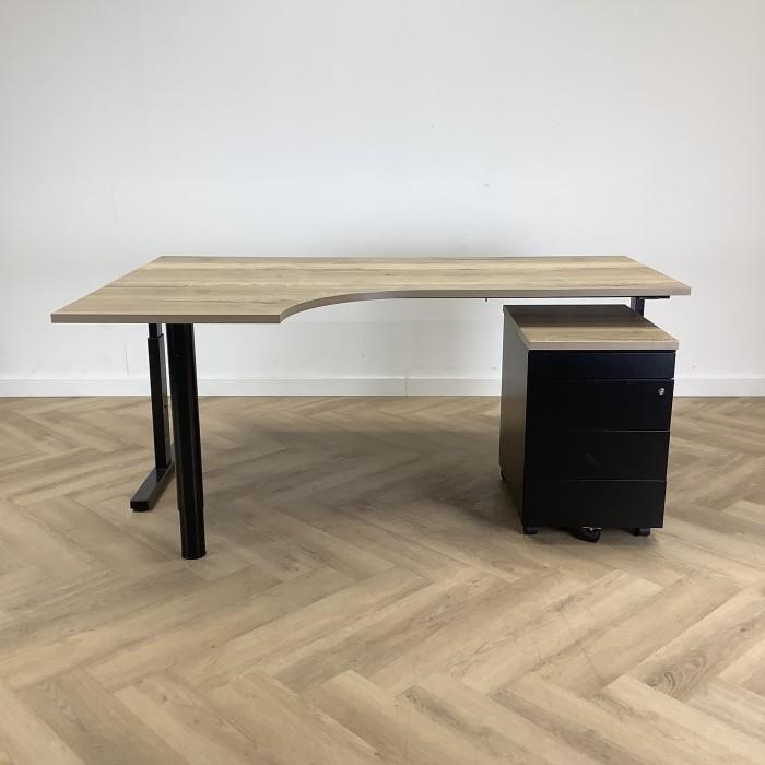 complete set hoekbureau (links) en ladeblok ,  natuur eiken, Huis en Inrichting, Bureaus, Bureau, Gebruikt