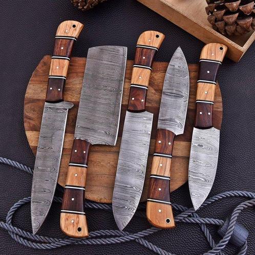 Keukenmes - Chefs knife - Handgemaakt gevouwen staal,, Antiek en Kunst, Antiek | Keukengerei