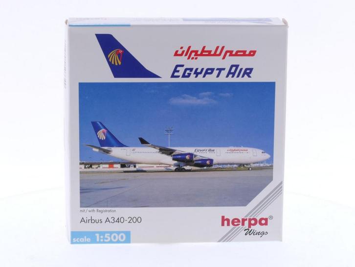 Schaal 1:500 Herpa 507349 Egypt Air - Airbus A340-200 Reg..., Hobby en Vrije tijd, Modelbouw | Vliegtuigen en Helikopters, Gebruikt