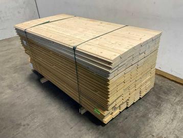 Veiling - 50x Vuren blokhutprofiel mes- en groef 209x14,5x4,, Doe-het-zelf en Bouw, Hout en Planken, Nieuw