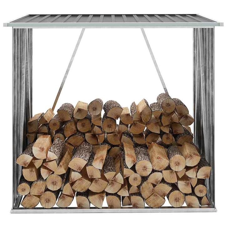 vidaXL Haardhoutschuur 163x83x154 cm gegalvaniseerd staal, Tuin en Terras, Overige Tuin en Terras, Nieuw, Verzenden