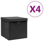 vidaXL Opbergboxen met deksel 4 st 28x28x28 cm zwart, Verzenden, Nieuw