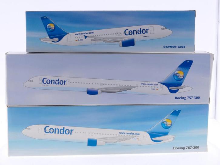 Schaal 1:200 set van 3 Condor-vliegtuigen Airbus A320 Th..., Hobby en Vrije tijd, Modelbouw | Vliegtuigen en Helikopters, Nieuw
