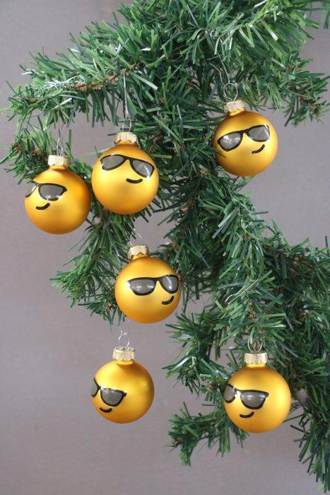 Kerstbal met emoticon, 4cm doorsnede - Décoration de Noël en, Antiquités & Art, Art | Objets design
