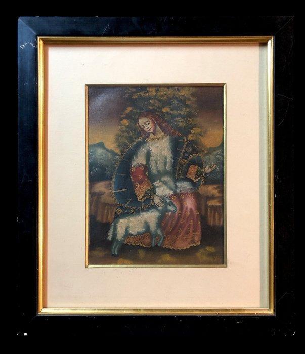 École du Cusco (XX) - Notre-Dame, la Bonne Bergère des Âmes, Antiek en Kunst, Kunst | Schilderijen | Klassiek