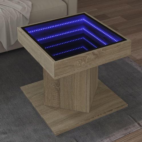 vidaXL Salontafel met LED 50x50x45 cm bewerkt hout sonoma, Huis en Inrichting, Tafels | Salontafels, Nieuw, Verzenden