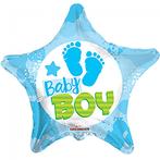 Helium Ballon Geboorte Baby Boy Ster 45cm leeg, Nieuw, Verzenden