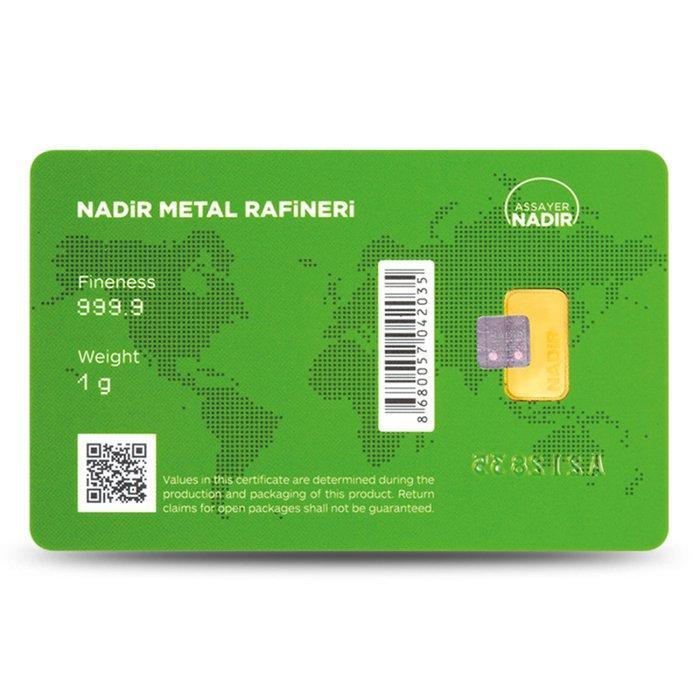1 gram - Goud .999 - Nadir Metal Rafineri, Turkey (Zonder, Postzegels en Munten, Edelmetalen en Baren