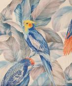 Exclusieve stof Parrots Paradise met blauwe, Antiek en Kunst