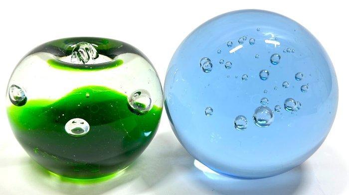 Coppia Fermacarte - Sfere di Cristallo con Bolle Interne –, Antiquités & Art, Antiquités | Verre & Cristal
